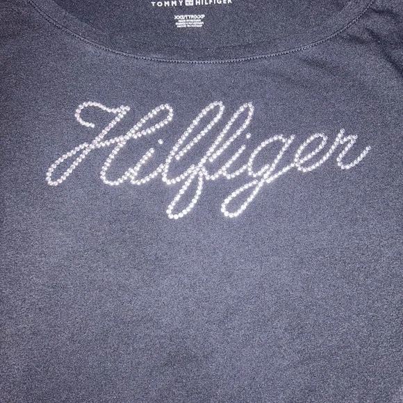 🖤Tommy Hilfiger Tshirt w/ Rhinestone Lettering - Picture 2 of 2